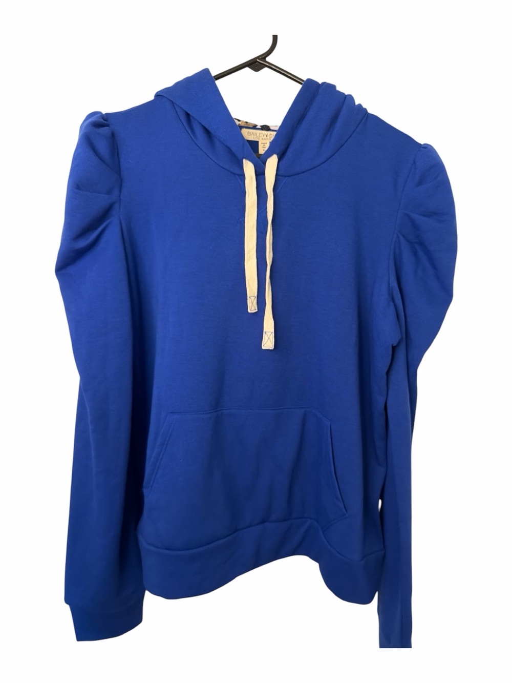 Bailey Blue puff-sleeve pullover hoodie royal blue NWOT